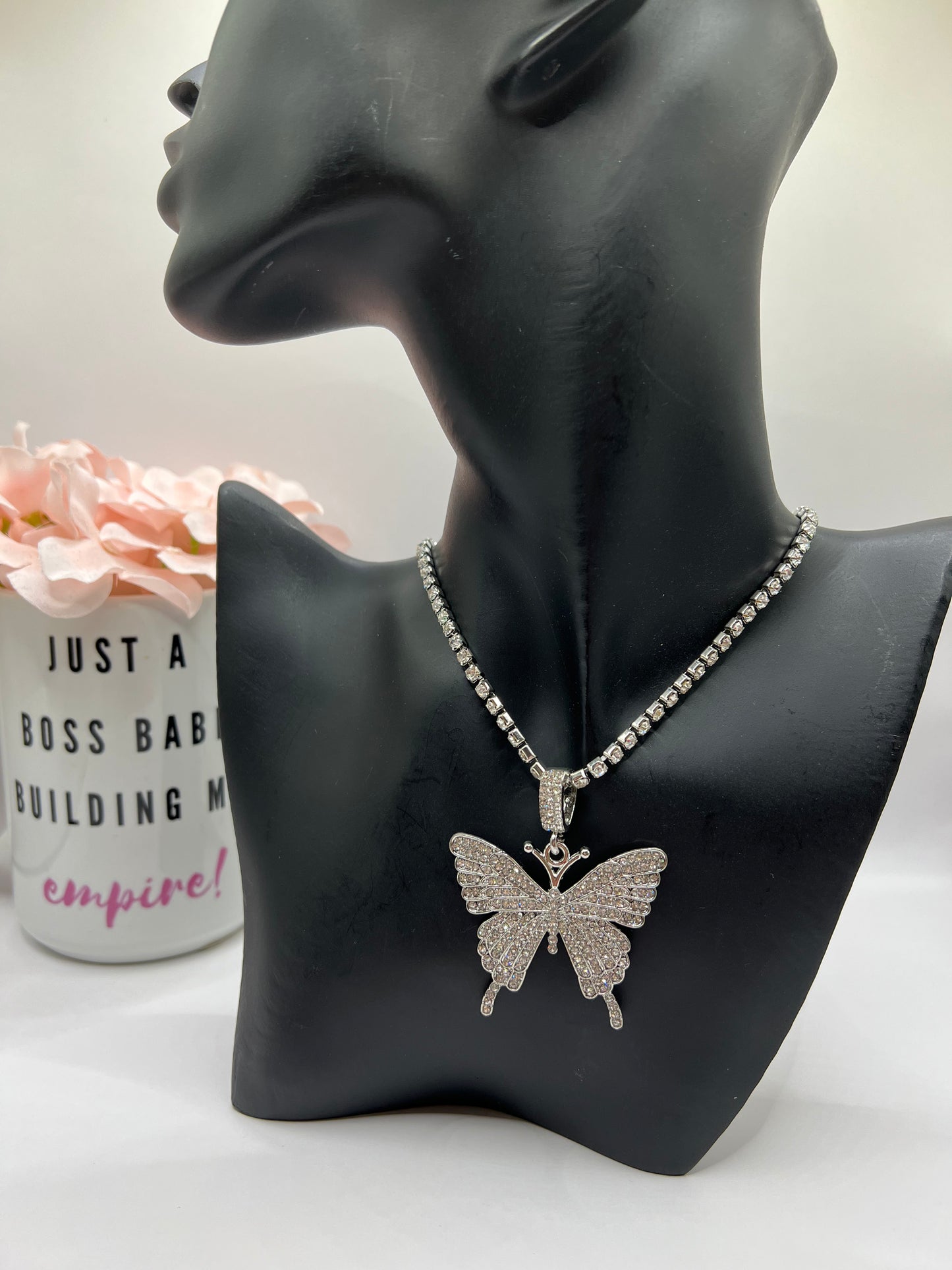 Rhinestone Butterfly Necklace