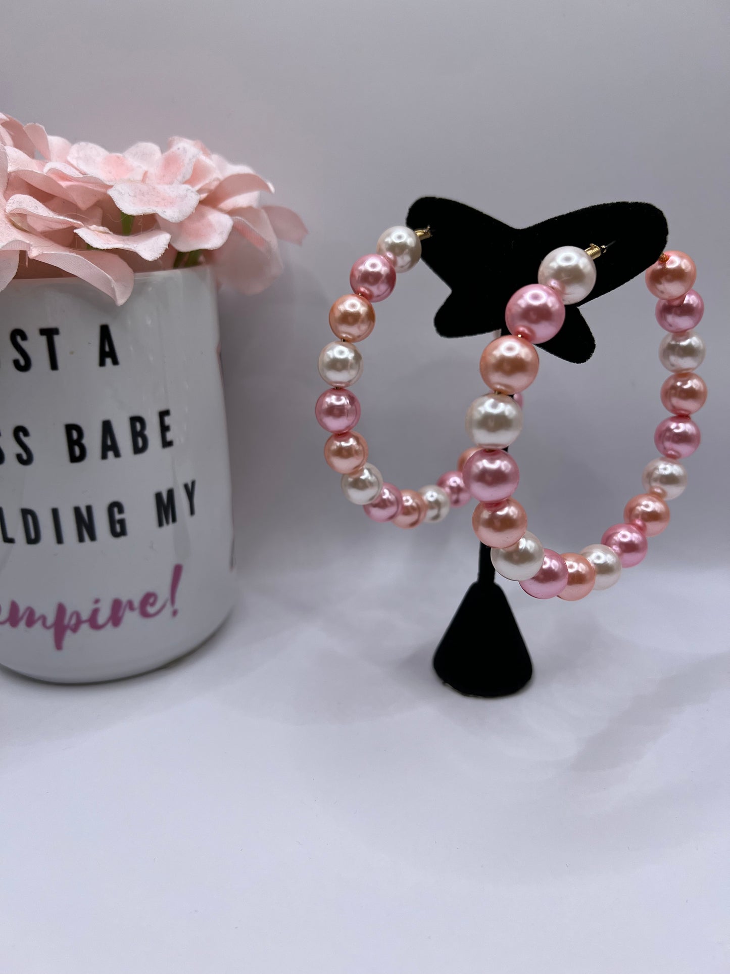 Large Pearl Hoops