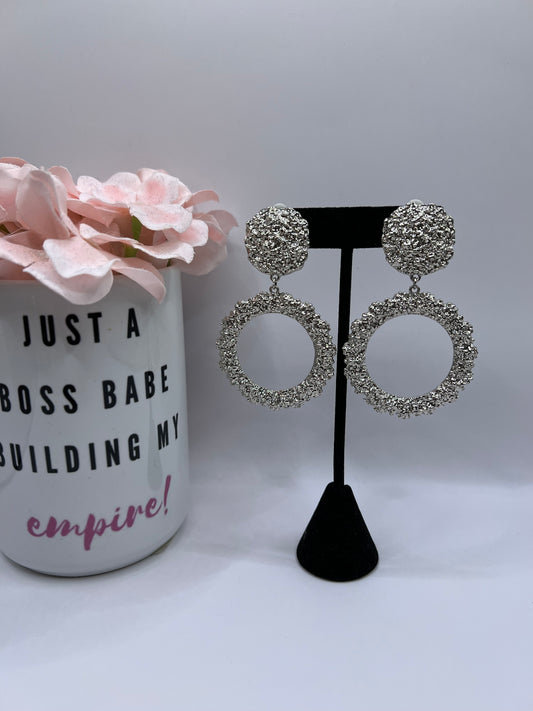 Silver Clip On Nugget Earrings