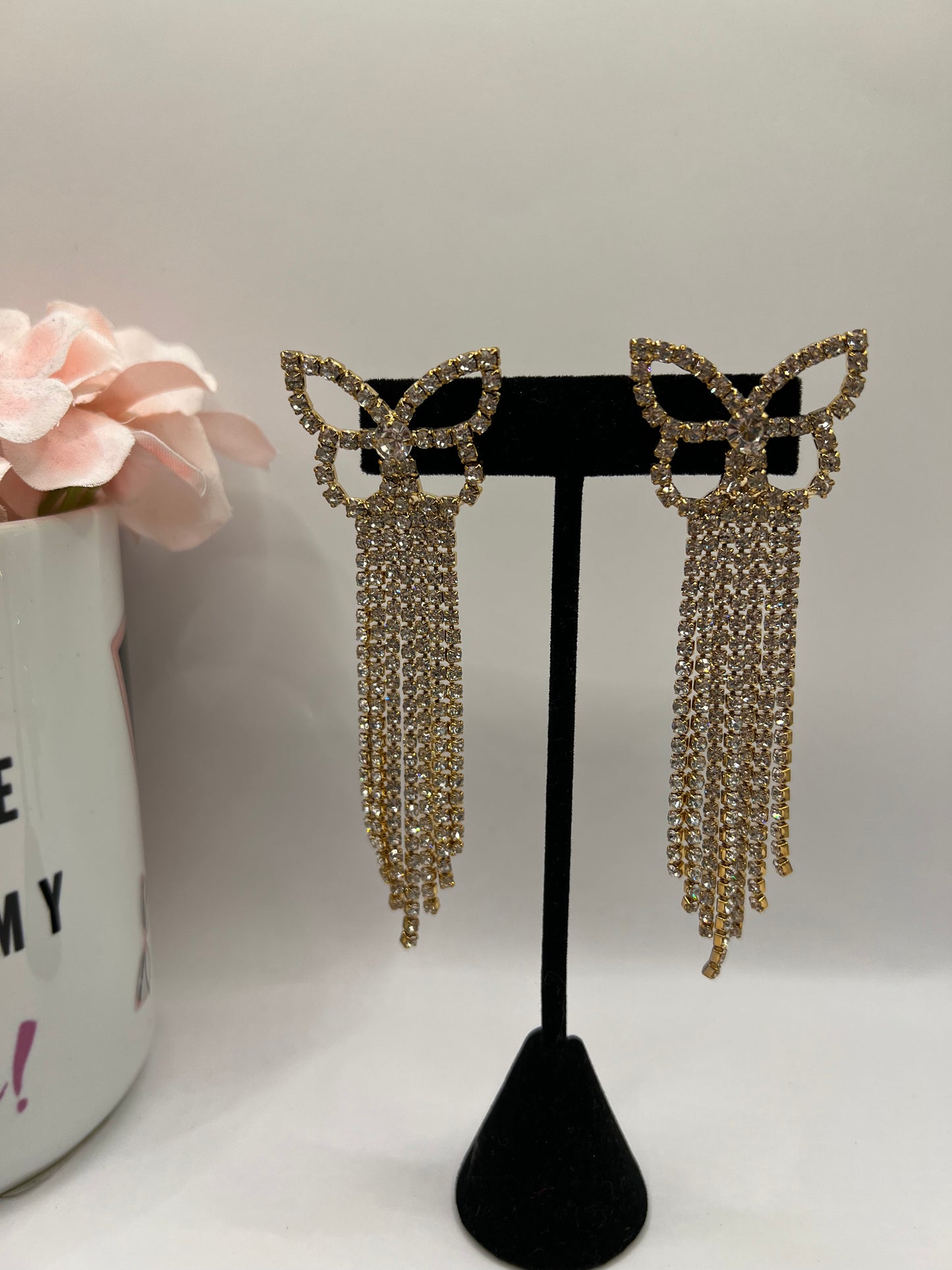 Rhinestone Butterfly Dangle Earrings