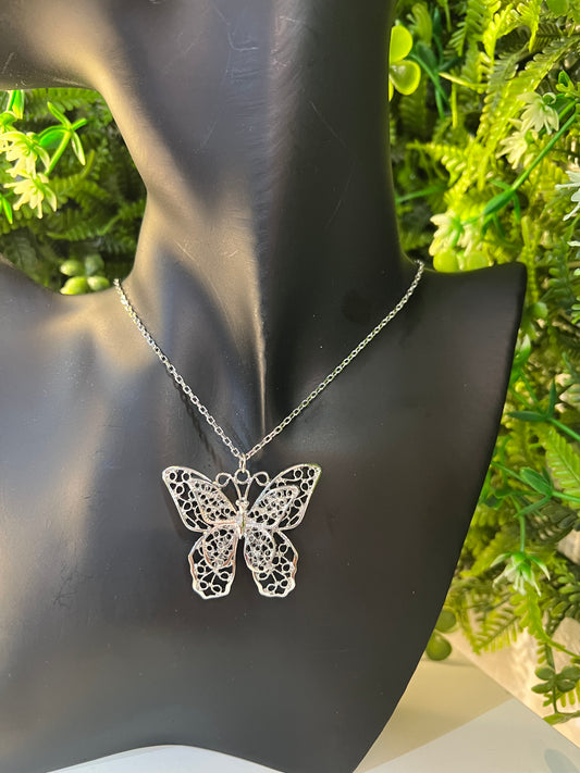 ButterFly Necklace Silver Plated