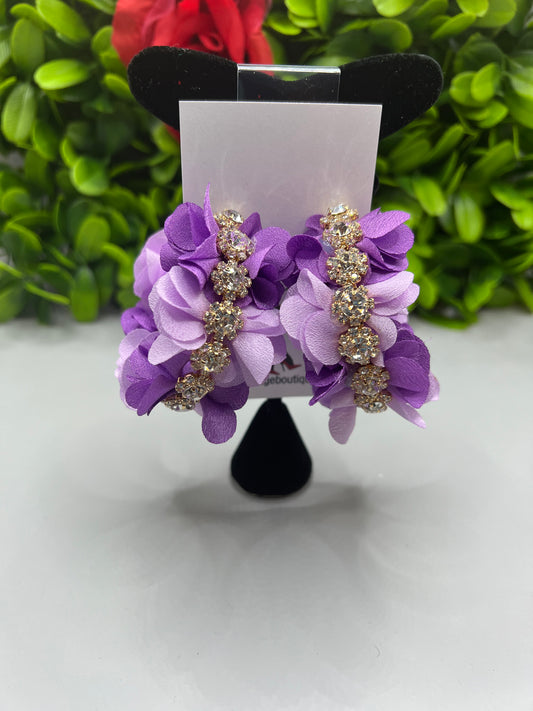 Feathered Flower Hoop Earrings