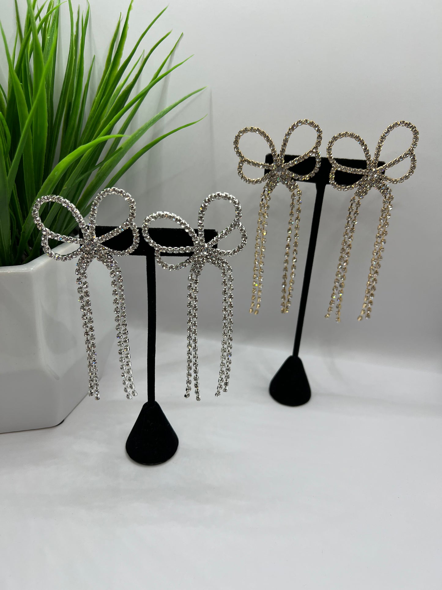 Rhinestone Bow Earrings