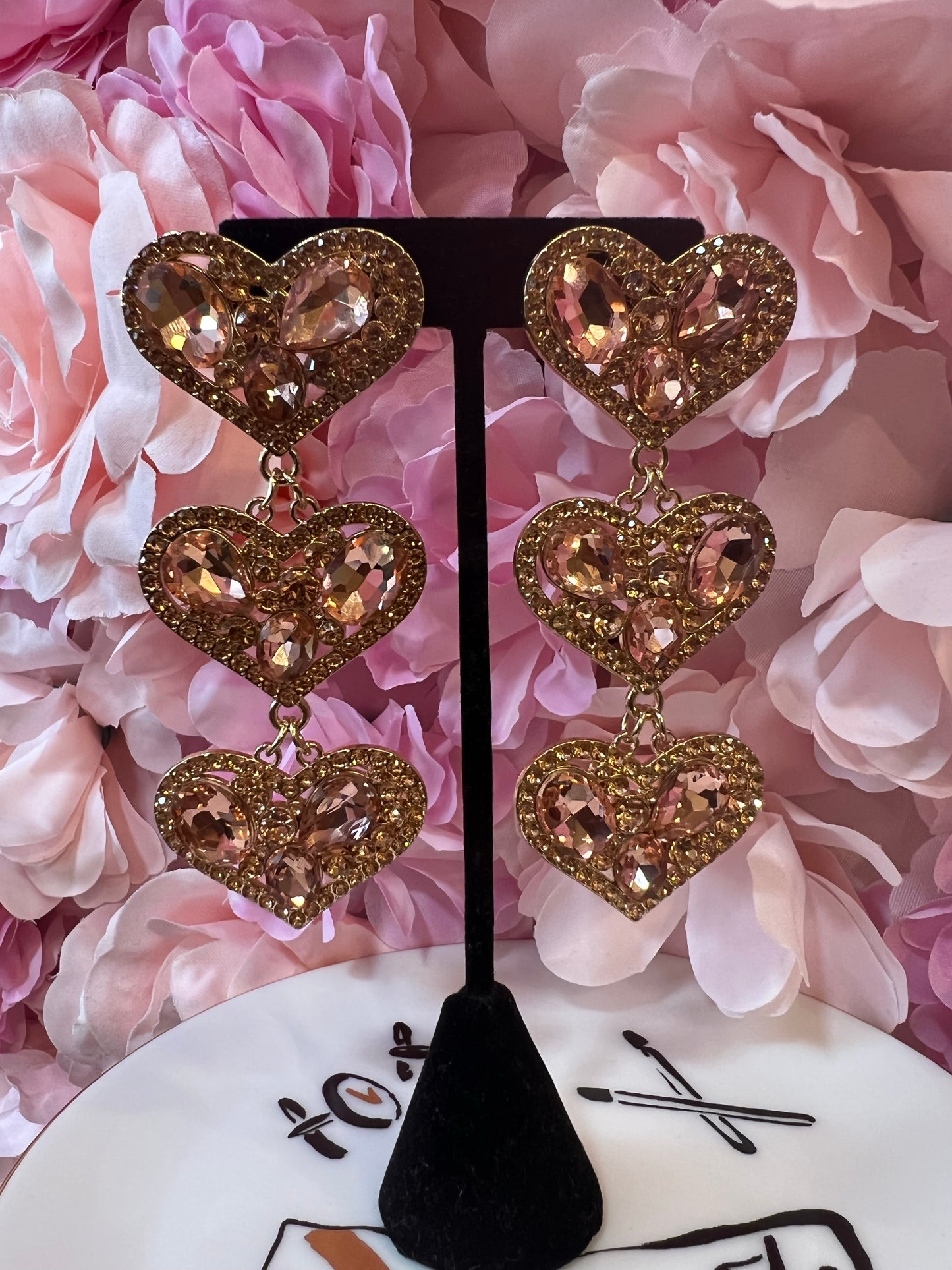 Rose Heart Earrings