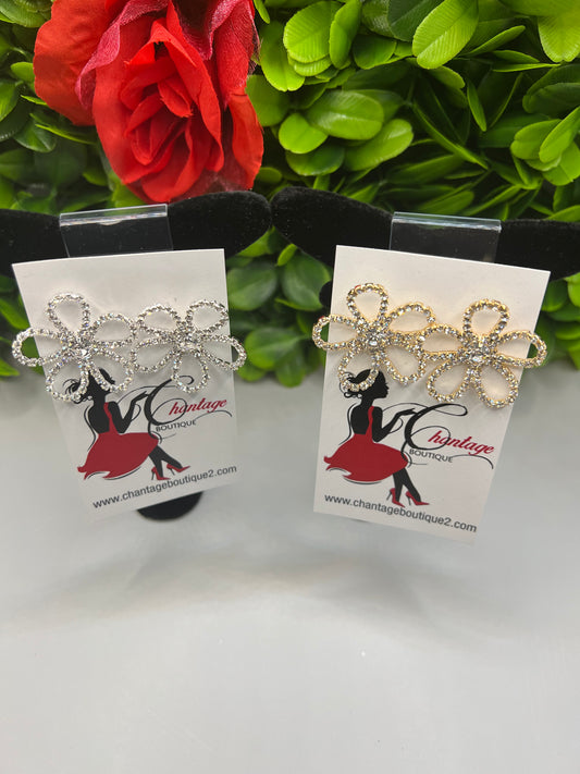Rhinestone Flower Earrings