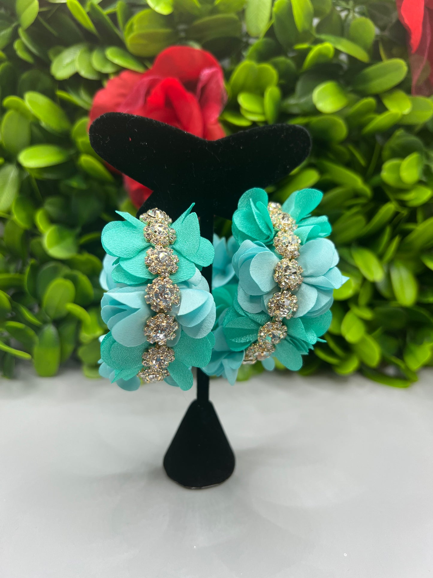 Feathered Flower Hoop Earrings