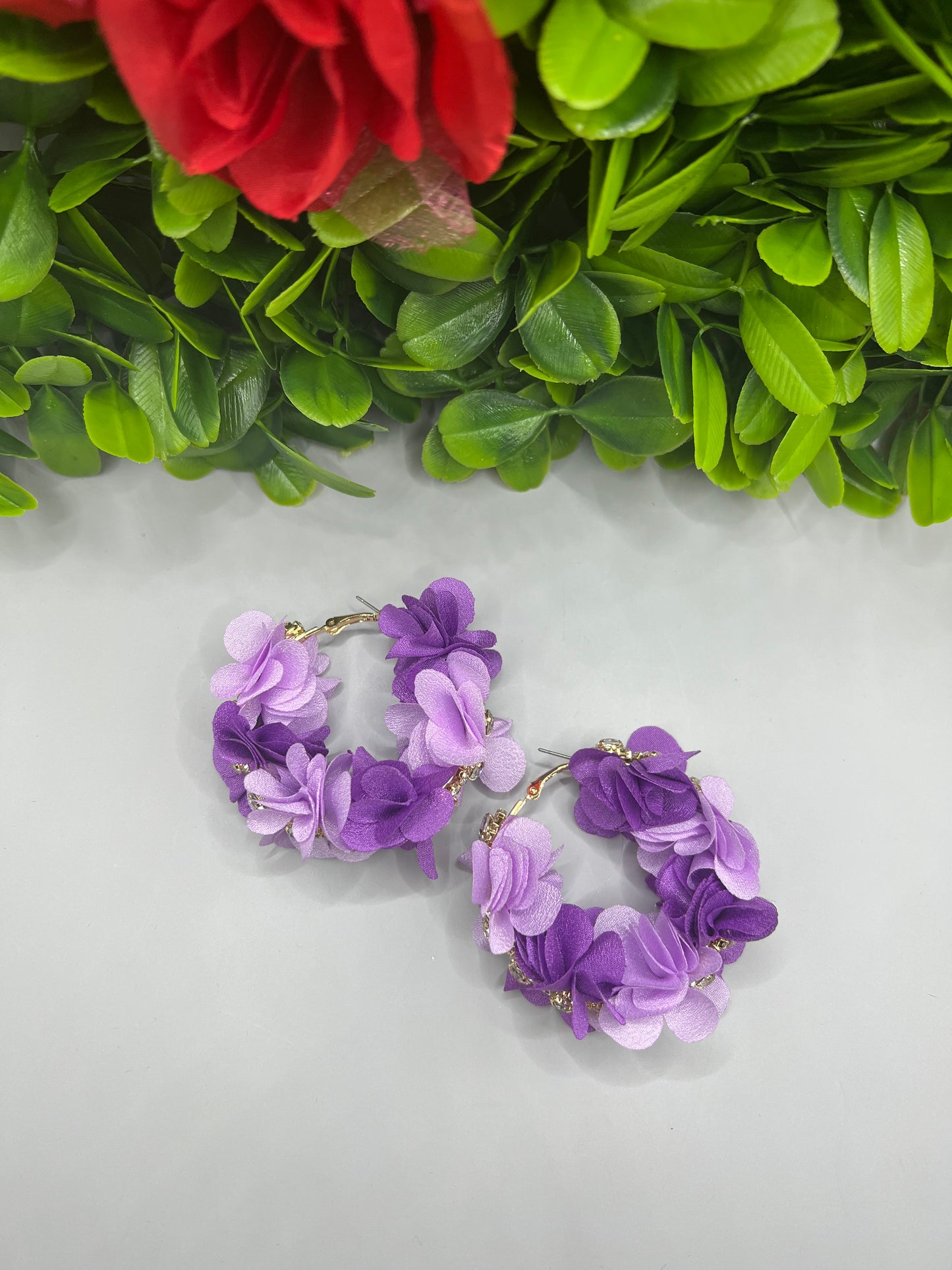 Feathered Flower Hoop Earrings